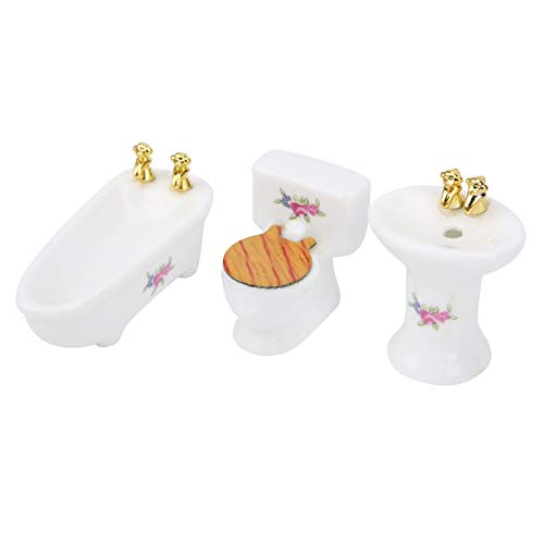 Hztyyier Dollhouse Miniature Bathroom Set, 1: 24 Dollhouse Miniature Porcelain Bathroom Set, Mini Dollhouse Furniture for Decoration(#3)
