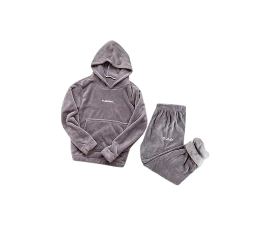 women's thick velvet fleece nightwear two-piece set grey colour (size-28 to 32)