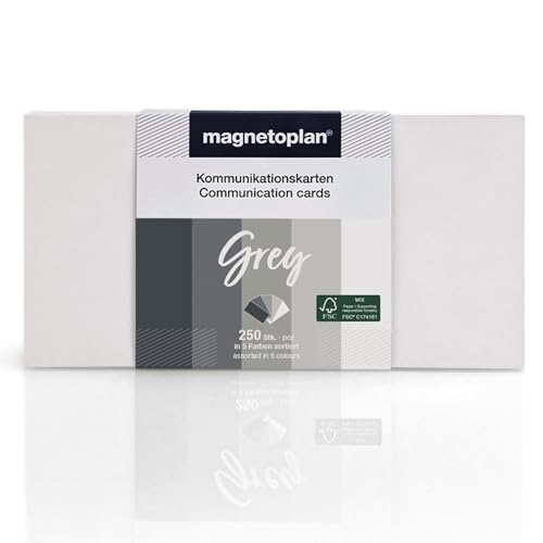 Magnetoplan Set Di Schede Di Comunicazione "Grey", 20 X 10 Cm, Cartoncini Bianchi In 5 Livelli Di Grigio, 120 G/M², 250 Pezzi In Carta Fsc, Senza Plas