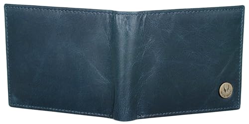 Image of WildHorn Blue Leather Wallet for Men I Ultra Strong Stitching I 6 Card Slots I 2 Currency & 2 Secret Compartments