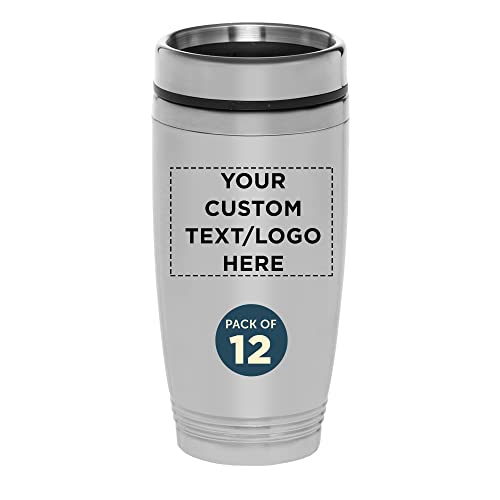 Custom Stainless Steel Tumblers 16 Oz. Set Of 12, Personalized Bulk Pack - Perfect For Coffee, Soda, Other Hot & Cold Beverages - Silver #TOP25