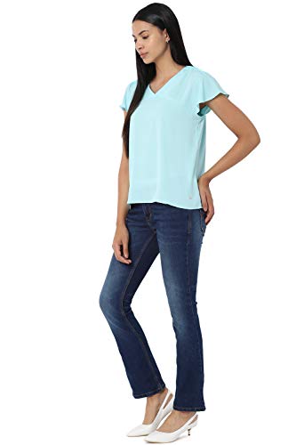 Image of Allen Solly Solid Polyester Round Neck Womens Top (S21ASCRGPY99256-P)