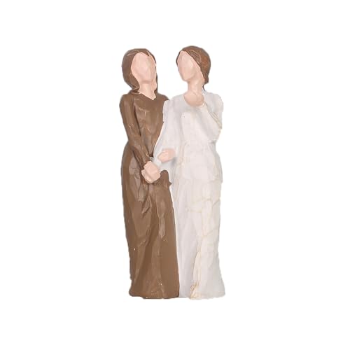 Estatuas de hermanas ángel, regalos de amistad femenina, recuerdos creativos de resina, manualidades de amistad, decoración de mesa de Navidad, para hermanas, amigos, mujeres y novias (dos hermanas)