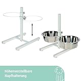 Kerbl Pet Futterbar, Hundenapf, weiß, 54x27x43cm, 2x1800ml, Stahlgestell, Hunde, 2X Edelstahlnapf, stufenlos höhenverstellbar, erhöhter Futternapf
