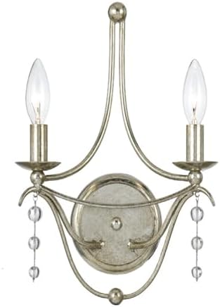 Crystorama Metro 2 Light Antique Silver Sconce