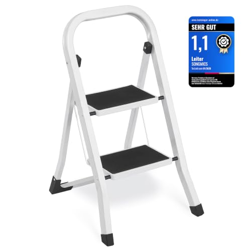 SONGMICS Trittleiter mit 2 Stufen, Klappsicherung, bis 150 kg...