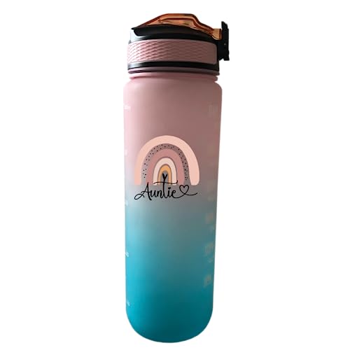Wisedeal Auntie 32 oz Water Bottle with Times Marker to Drink and Straw, Carrying Strap, Leakproof BPA-Free, Ensure You Drink Enough Water for Fitness, Gym, Camping, Outdoor Sports