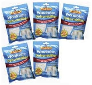 New Hanging Wardrobe Dehumidifier - Ideal to stop damp, mould mildew & condensation - Remove damp and improve air quality - Small and Discreet (Pack of 5)