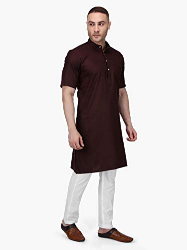 Image of Rajubhai Hargovindas Men's Premium Cotton Half Sleeve Solid Kurta