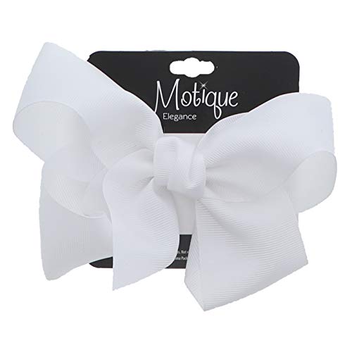 White 5.5 Inch Grosgrain Hair Bow Clip For Woman And Girls #TOP2