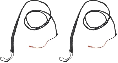 Smiffys Látigo para ganado largo, negro, 182cm, Cuero genuino Halloween, Carnaval (Paquete de 2)