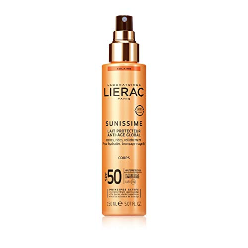 Lierac Sunissime Latte Solare Corpo SPF50+ Anti Età, Protezione UVB, UVA, Infrarossi, per Tutti i Tipi di Pelle, Formato da 150 ml