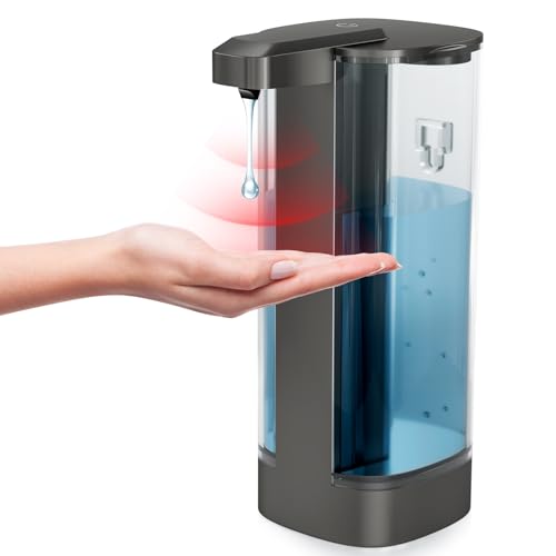 Dispensador automático de jabón líquido de 500 ml, dispensador de jabón de mesa sin contacto, impermeable IPX5, 4 niveles de dosificación ajustables, dispensador de jabón de manos líquido, eléctrico