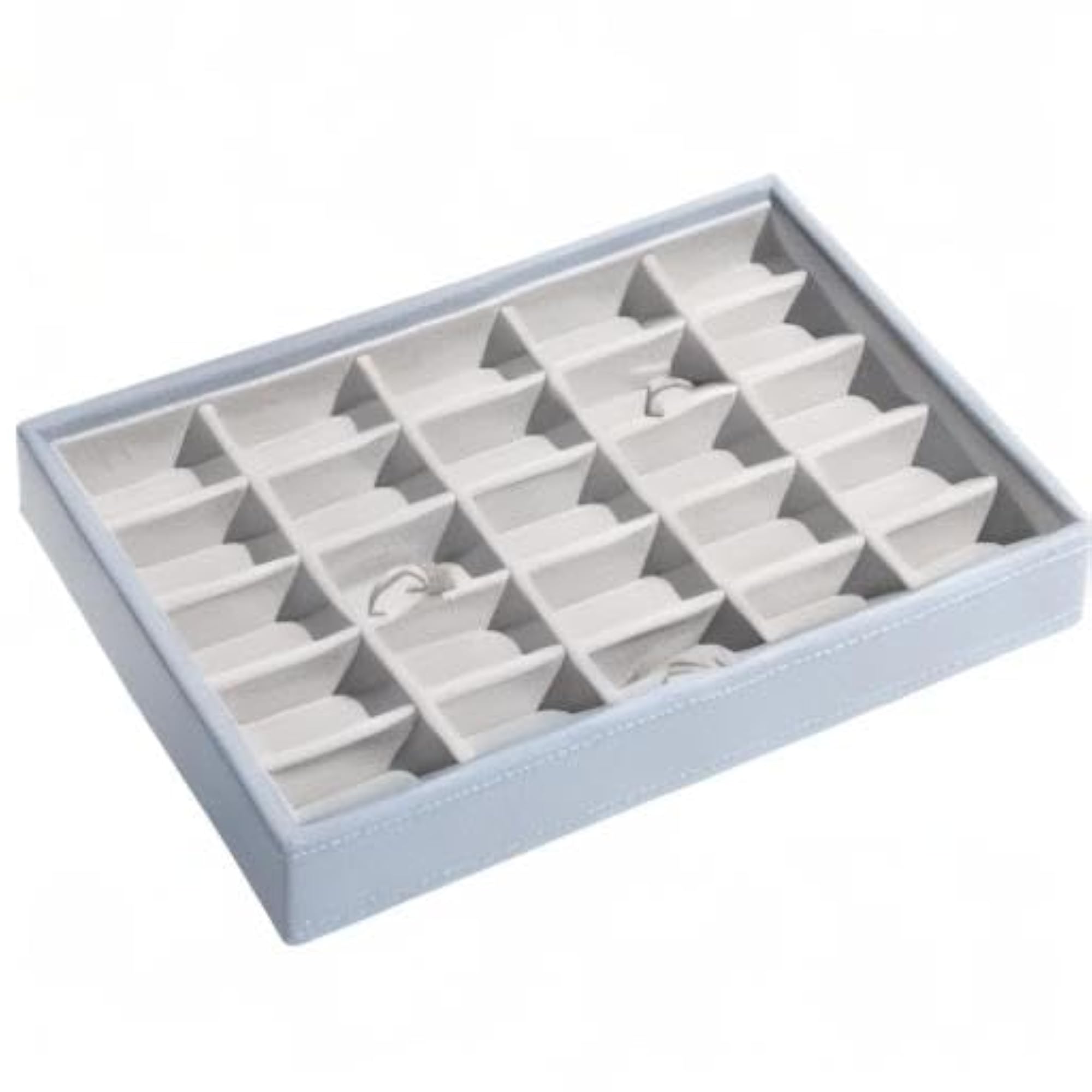 'Classic Size' Dusky Blue 25 Section Jewelry Box