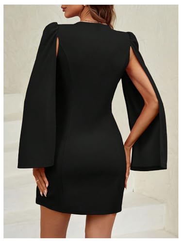 Floerns Women's V Neck Double Breasted Cape Blazer Split Sleeve Elegant Blazer Dress2