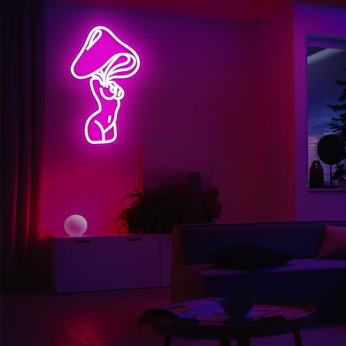 Image of Lady Mushroom Neon Sign Sexy Lady Mushroom Neon Light Dimmable Led Neon Sign for Man Cave Neon Light Signs Light Up Sign for Wall Decor Bedroom Club Bar Store Birthday Party Decor Gifts