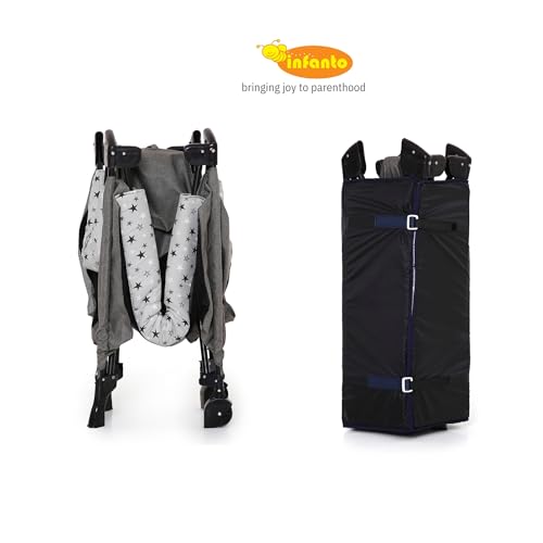 Image of Infanto Portable Baby Playpen Cum Cot with Travel Bag | Easy Fold Compact Design | 2 in 1 Functionality Crib | Double Layer Pad | Breathable Mesh Baby Bedside Crib with Playpen for Babies | Grey