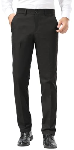 Plaid&Plain Men's Dress Pants Slim Fit Stretch Khaki Pants Wrinkle Free