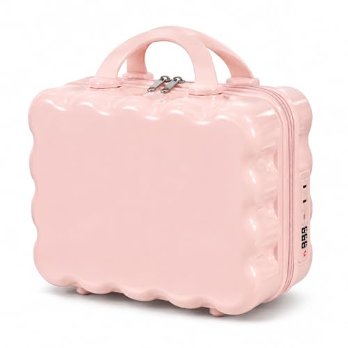 Image of Travel Makeup Case with Lock & Luggage Strap, ABS Hard Shell Cosmetic Vanity Case, Portable Makeup Organizer for Women, Beauty Storage Box for Makeup, Skincare & Toiletries (Blush Pink, MODEL1)