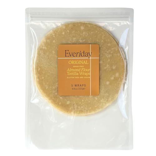 Everiday Original Gluten Free Almond Flour Wraps (5pcs) (Guten Free Vegan No Seed Oils No Added Sugar Grain Free Tortilla Plain)