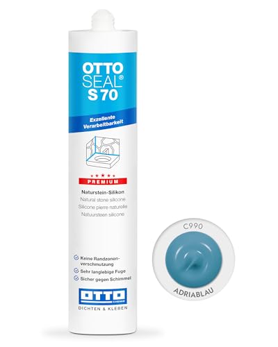 OTTOSEAL S 70 Premium-Naturstein-Silikon 310ml C990 adriablau - Keine Randzonenverschmutzung - Sicher gegen Schimmel & ideal für Bad, Küche & Wohnbereich OTTOSEAL S 70 Premium-Naturstein-Silikon 310ml C990 adriablau - Keine Randzonenverschmutzung - Sicher gegen Schimmel & ideal für Bad, Küche & Wohnbereich