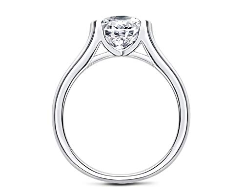 Woaini Moissanite Rings, 2 Carat Round Cut Moissanite Platinum Plated Sterling Silver Engagement Wedding Ring For Women, Promise Ring For Her (5) #TOP1