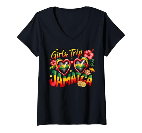 Mujer Girls Trip Jamaica 2026 Jamaica Vacation Matching Camiseta Cuello V