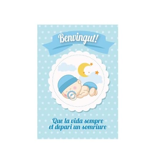 Antracita Catalan Tarjeta nacimiento bebe azul - Targeta de Naixement per a Bebè Nen - Amb Disseny Delicat i Inclou Sobre