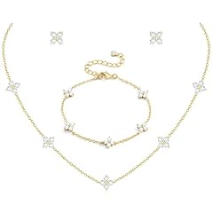 gold jewelry set +white cz