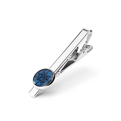 Classique Cercle Pince à Cravate Bijoux pour Homme (Style 11 - Bleu Foncé Argent)