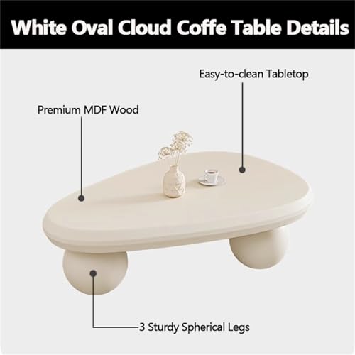 Table basse blanche ovale moderne ronde sans angle pour enfants - 5