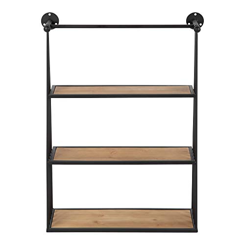 Kate and Laurel Nevin Rustic Three Tier Shelf, 23.25" x 30.25" x 8", Brown and Black, Modern Farmhouse Inspired Wall Storage and Decor by Kate and Laurel - Image 3