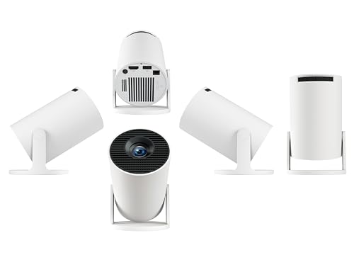 Tragbarer Beamer 4K, 1080P FHD Mini Beamer, kompatibel mit Android und Netflix, WiFi 6, BT 5.0, 180°-Drehung, Projektor mit automatischer Trapezkorrektur.
