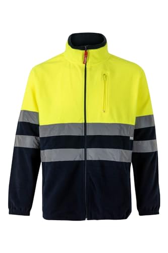 Velilla 183; Chaqueta Polar Bicolor; Color Azul Marino y Amarillo Fluor; Talla M