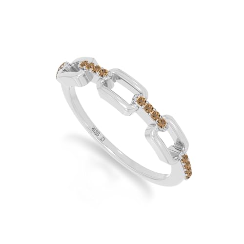 Natural Citrine Interlocking Wedding Band Ring for Women in Sterling