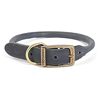 Small Dog Collar Ancol Timberwolf Bonded Thread Leather Round Dog