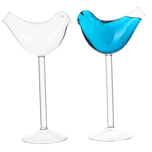 UKCOCO Bicchieri Da Cocktail a Forma Animale in Vetro Trasparente 150ml, Calici Da Martini Per Feste, Set Da 2 Pezzi Per Cocktail e Bevande