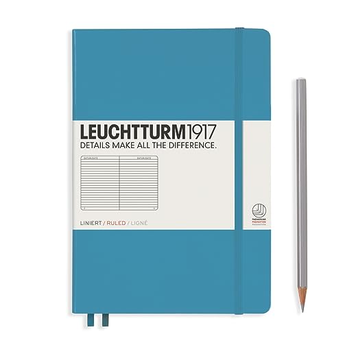 Image of LEUCHTTURM1917 - Notebook Hardcover Medium A5-251 Numbered Pages for Writing and Journaling (Nordic Blue, Ruled)