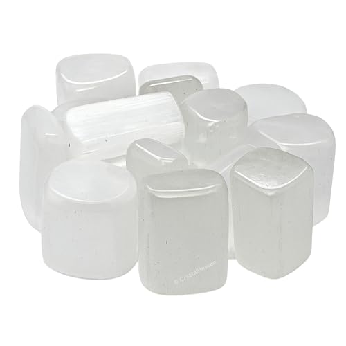 Image of Certified Selenite Crystal Healing Tumbled Stone, Natural Polished Crystals for DIY Crafts, Manifestation, Meditation, Pooja Feng Shui and Reiki Healing (30 Grams)