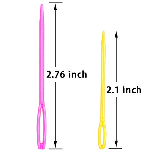 Hekisn Large-Eye Plastic Sewing Needles, Colorful Safety Lacing Needles, 2 Different Sizes Yarn Sewing Needle, Learning Needles for DIY Sewing Handmade Crafts,2.76 &2.1 inch (16 Pieces)