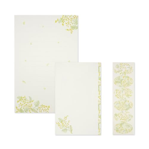 Image of Frontia Floral Writting Papers Envelopes Stickers, Mimosa, Stationery Set with Envelopes (12 Paper Sheets + 6 Envelopes + 6 Sheets Stickers) for Writing Letter (6 Packs, Bulk Pack)