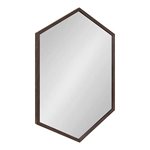 Kate And Laurel Laverty Modern Oblong Hexagon Mirror, 24 X 36, Walnut Brown, Geometric Wall Decor #TOP6