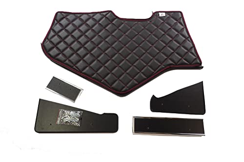 KRAM-TRUCK Armaturenbrett-Ablage, Gesteppte Abdeckung, LKW-Cockpit, TV-Rack, kompatibel mit Man TGX 2021 und Neuer, 10 mm Schaumstoff, Kunstleder, langlebig, verschleißfest, schwarz, roter Faden