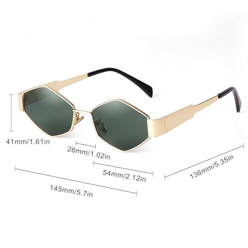 Vintage Metal Frame Hexagon Sunglasses Women Men Luxury Punk Polygon Shades Uv4002