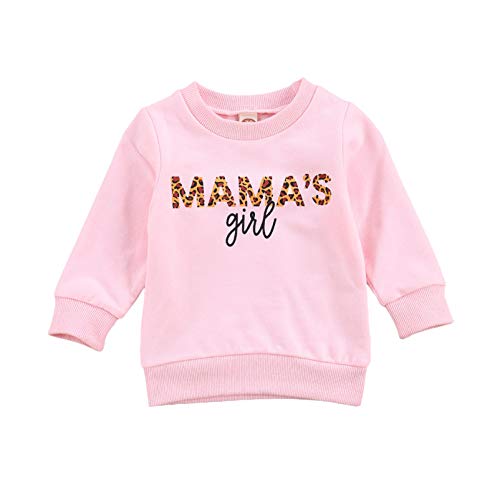 Baby Girls Boys Mama's Girl Print Long Sleeve Sweatshirt Casual Pullover Blouse Tops Toddler Kids Clothes (Mama's Girl Pink, 3-4 Years)