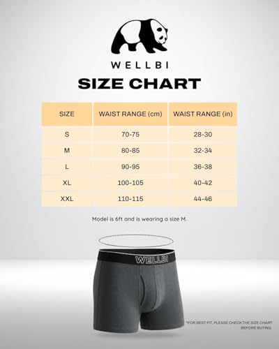 Image of Wellbi Mens Bamboo-Cotton Solid Trunks | 3x Softer Than Cotton | Breathable | Moisture-Wicking | 5x Odour Control | 4-Way Stretch | No Ride-Up Underwear