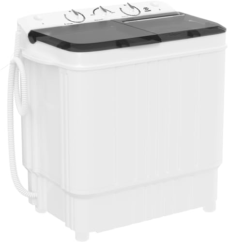 Image of Elevon Portable Washing Machine Twin Tub 17.6 Lbs Capacity, (11 Lbs) and Spinner(6.6 Lbs) Combo Mini Compact Laundry Washer for Home, Apartment, Camping, RVs and Dorms, Black /White