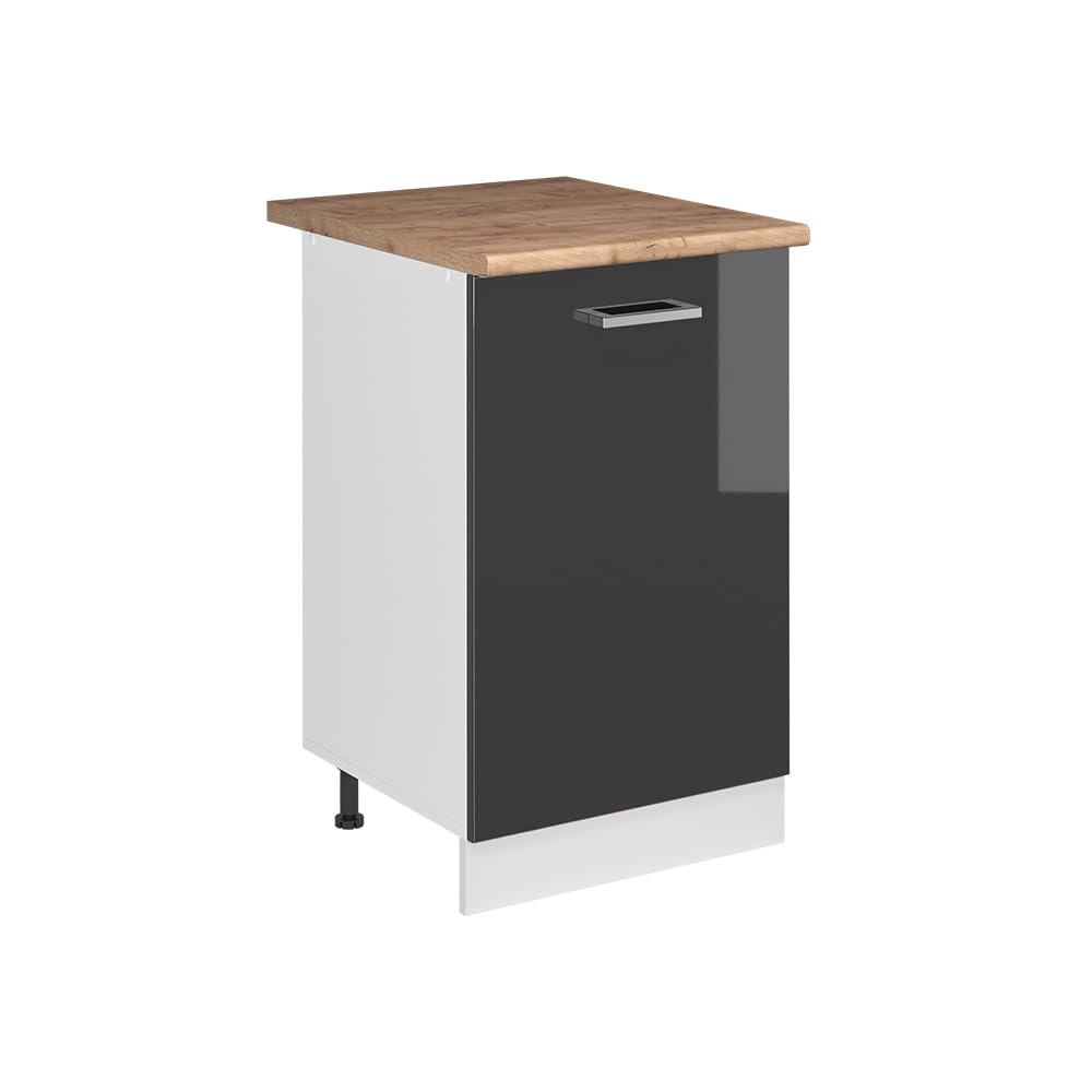 Vicco Kitchen base cabinet Raul, Anthracite high gloss/White 50 cm