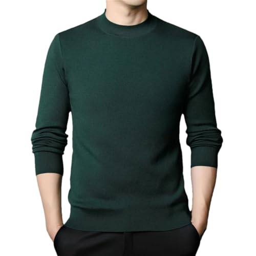 Men's Wool Thicken Long Sleeve Sweater Solid Mock Neck Pullovers Knitwear