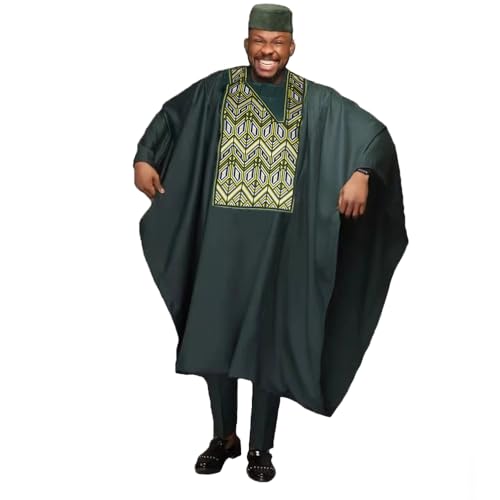 HD African Mens Apparel Agbada Clothing Embroidery Dashiki Shirts and Pants Outfits 3 Pieces